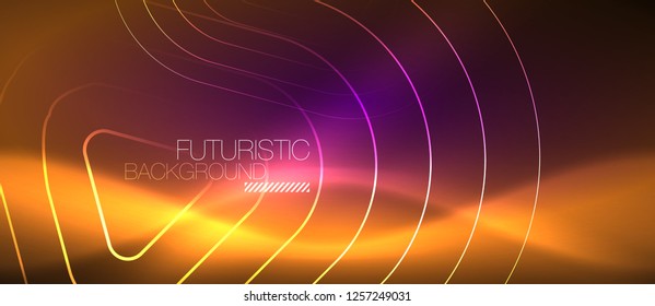 Color shiny neon lights background with abstract lines, magic energy concept