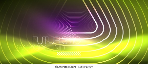 Color shiny neon lights background with abstract lines, magic energy concept