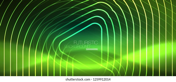 Color shiny neon lights background with abstract lines, magic energy concept