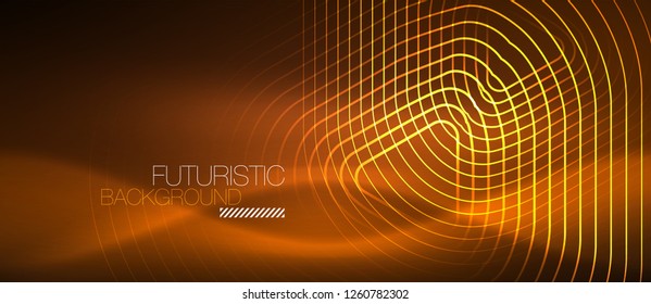 Color shiny neon lights background with abstract lines, magic energy concept