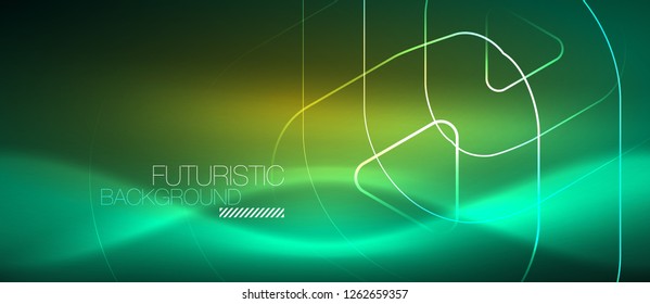 Color shiny neon lights background with abstract lines, magic energy concept