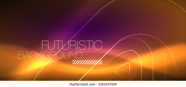 Color shiny neon lights background with abstract lines, magic energy concept