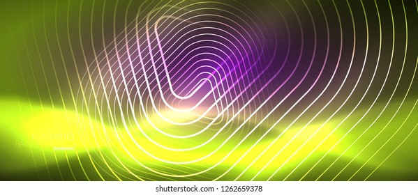 Color shiny neon lights background with abstract lines, magic energy concept