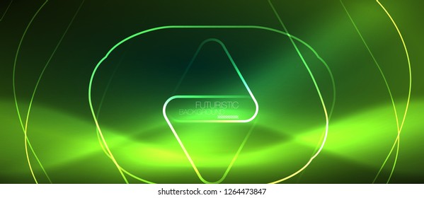 Color shiny neon lights background with abstract lines, magic energy concept