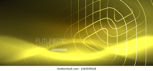 Color shiny neon lights background with abstract lines, magic energy concept