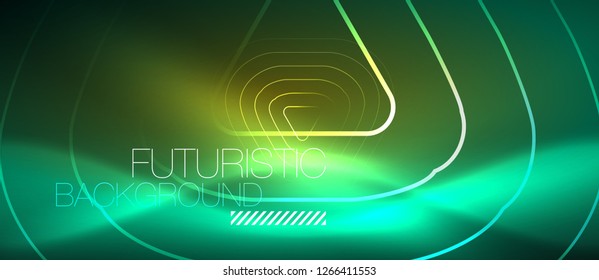 Color shiny neon lights background with abstract lines, magic energy concept