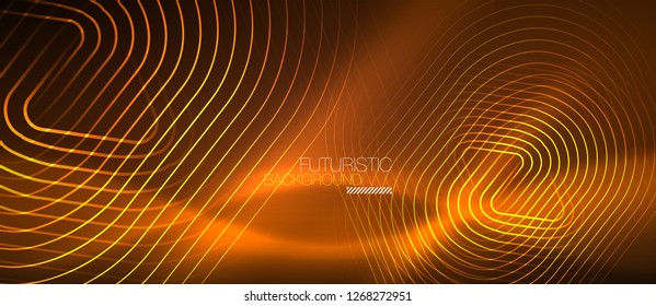Color shiny neon lights background with abstract lines, magic energy concept