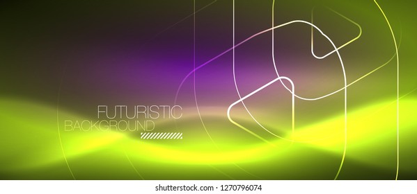 Color shiny neon lights background with abstract lines, magic energy concept