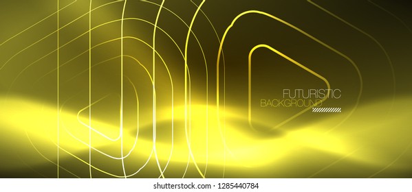 Color shiny neon lights background with abstract lines, magic energy concept