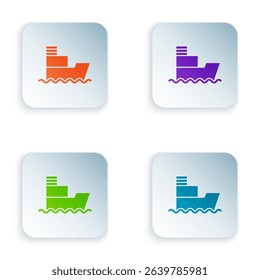 Color Ship icon isolated on white background. Insurance concept. Security, safety, protection, protect concept. Set colorful icons in square buttons. Vector