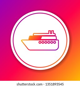 Color Ship line icon isolated on color background. Circle white button. Vector Illustration