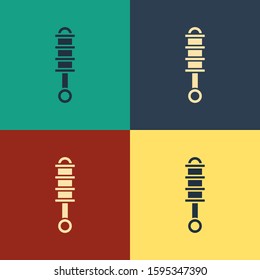 Color Shock absorber icon isolated on color background. Vintage style drawing. Vector Illustration