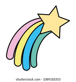 color shooting star with rainbow style in the sky