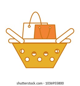 color shopping bag inside commer basket shop