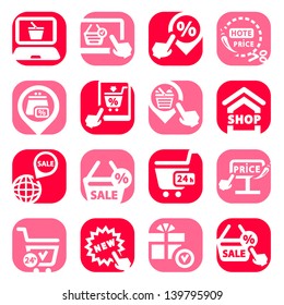 Color Shopping Vector Icons Set Created For Mobile, Web And Applications.