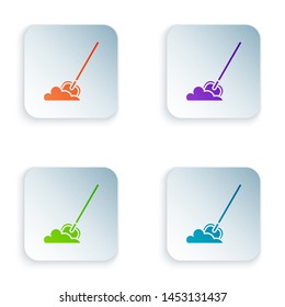 Color Shovel in the ground icon isolated on white background. Gardening tool. Tool for horticulture, agriculture, farming. Set icons in colorful square buttons. Vector Illustration