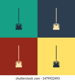 Color Shovel icon isolated on color background. Gardening tool. Tool for horticulture, agriculture, farming. Vintage style drawing. Vector Illustration