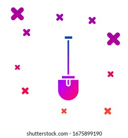 Color Shovel icon isolated on white background. Gardening tool. Tool for horticulture, agriculture, farming. Gradient random dynamic shapes. Vector Illustration