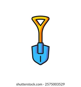 Color Shovel icon isolated on white background. Gardening tool. Tool for horticulture, agriculture, farming. Flat filled outline style with shadow. Vector