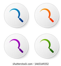 Color Sickle icon isolated on white background. Reaping hook sign. Set icons in circle buttons. Vector Illustration