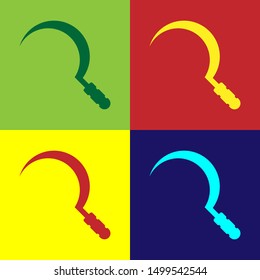 Color Sickle icon isolated on color background. Reaping hook sign.  Vector Illustration