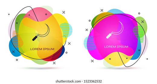 Color Sickle icon isolated on white background. Reaping hook sign. Abstract banner with liquid shapes. Vector Illustration