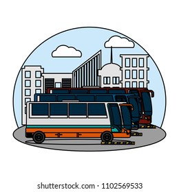color side buses city passenger transport