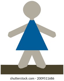 Color sign of a girl or woman as a simple children's applique
