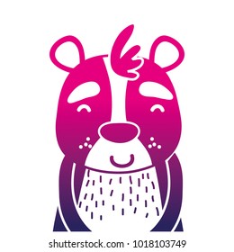 color silhouette adorable and happy bear wild animal