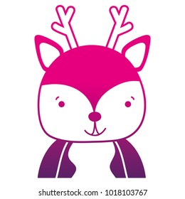 color silhouette adorable and happy deer wild animal