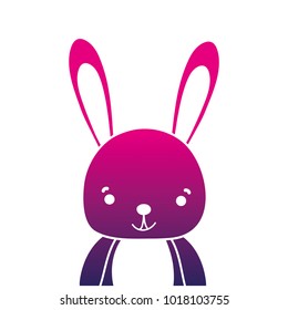color silhouette adorable and happy rabbit wild animal
