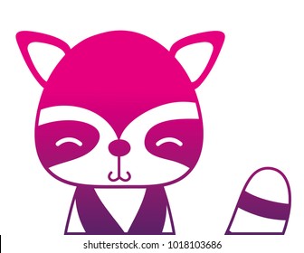 color silhouette adorable and shy raccoon wild animal