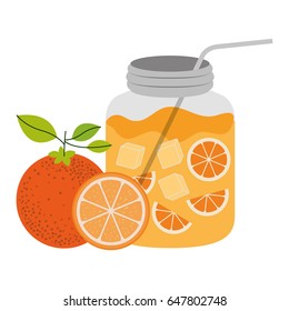 color silhouette of bottle with refreshing orange drink vector illustration