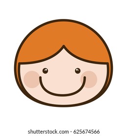 color silhouette cartoon front face boy with orange hair vector illustration