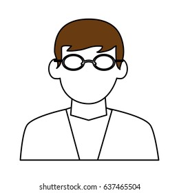 color silhouette cartoon half body dentist profession