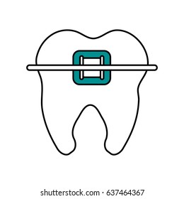 color silhouette cartoon orthodontic tooth