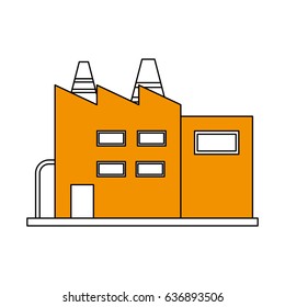 color silhouette cartoon yellow building industrial factory
