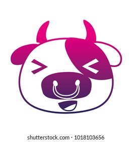 color silhouette cheerful cow head wild animal