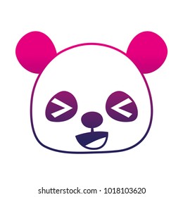 color silhouette cheerful panda head wild animal