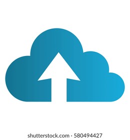 color silhouette with cloud upload service