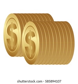 color silhouette with coins stack in vertical position vector illustration