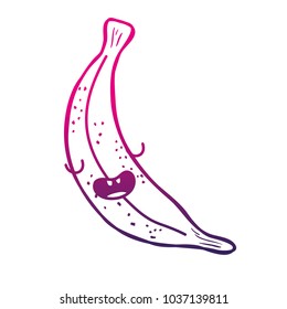 color silhouette cute banana kawaii funny fruit