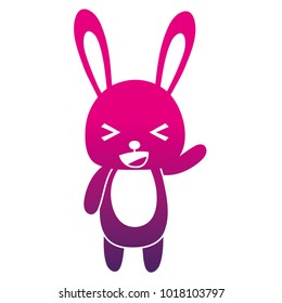 color silhouette cute and cheerful rabbit wild animal