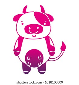 color silhouette cute and happy cow wild animal