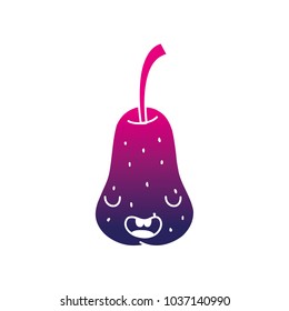 color silhouette cute pear kawaii funny fruit