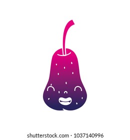 color silhouette cute pear kawaii smile fruit