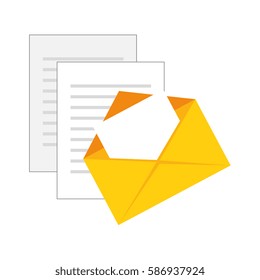 color silhouette with envelope mail and documents sheets