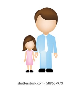color silhouette faceless with father and daughter in formal clothes vector illustration