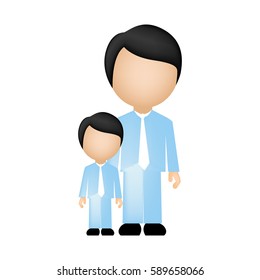 color silhouette faceless with father and son in formal clothes vector illustration