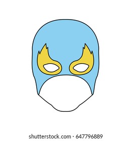 color silhouette with faceless man superhero and blue middle mask and shape of flame around the eyes vector illustration